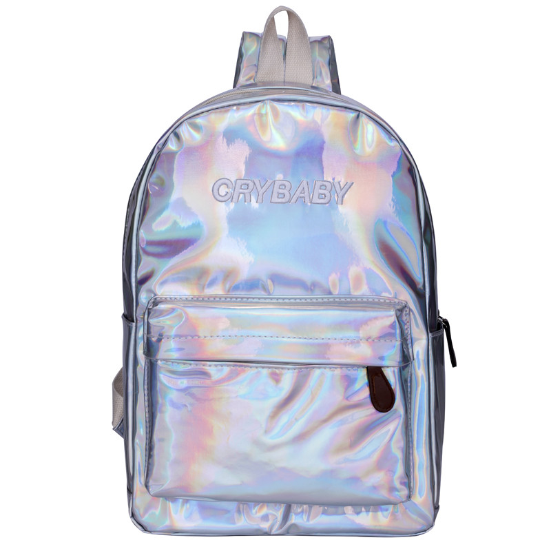 Голографічний рюкзак Cry Baby великий срібло.