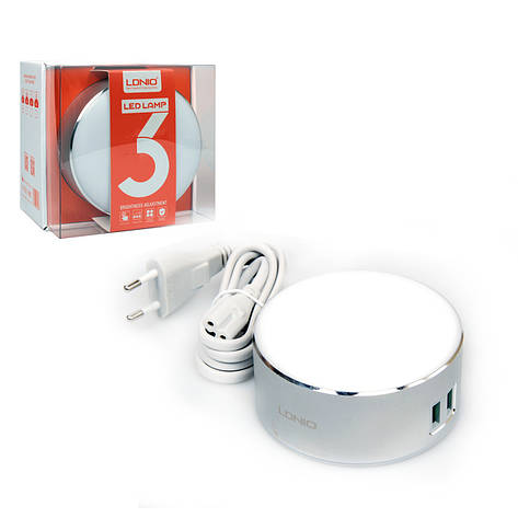 Зарядний пристрій USB LDNIO A2208 LED Power Touch Лампа 2 Ports, фото 1