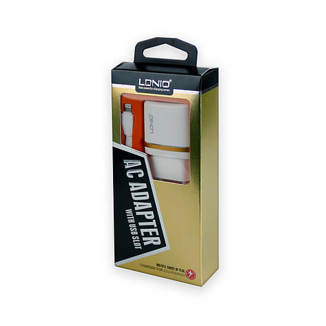 Зарядний пристрій USB LDNIO DL-AC50 1 A 2 в 1 (адаптер + кабель USB - Lightning), фото 1