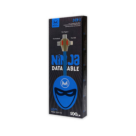 Кабель USB-Micro USB/iPhone/Type C MIMACRO SJX-112 1м блакитний, фото 1