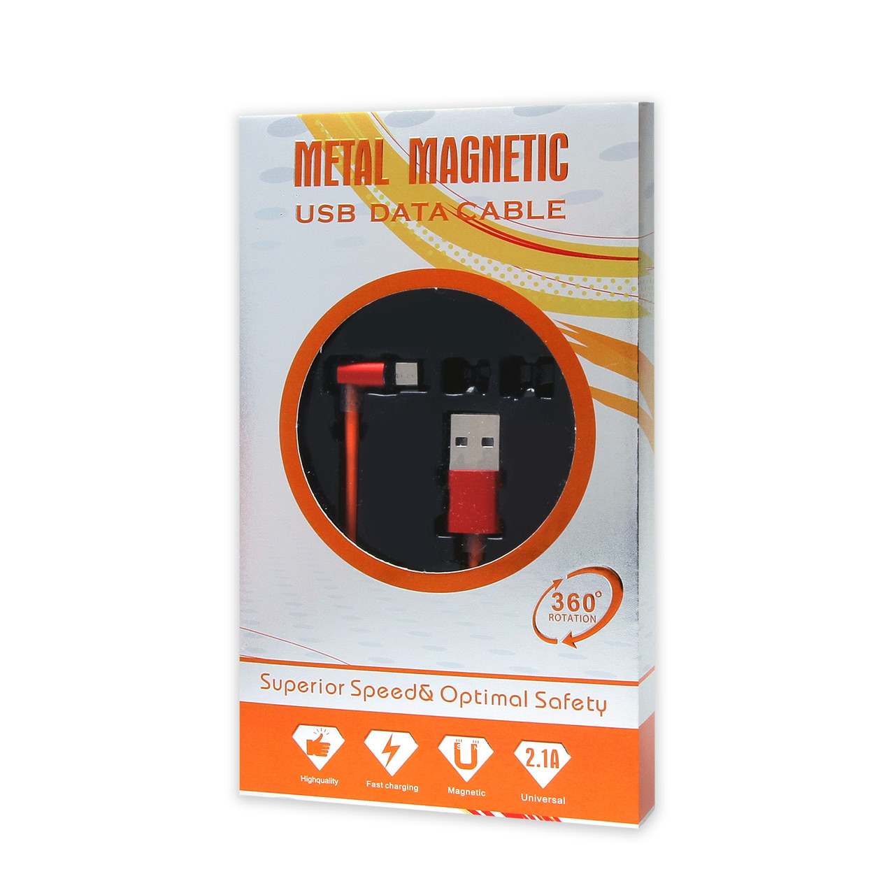 Кабель USB Type C Metal Magnetic 360° 2.1 A магнітний червоний