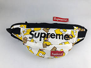 Сумка на пояс Бананка Барыжка Supreme Супрім Bart Simpson Барт Сімпсон Біла, фото 3