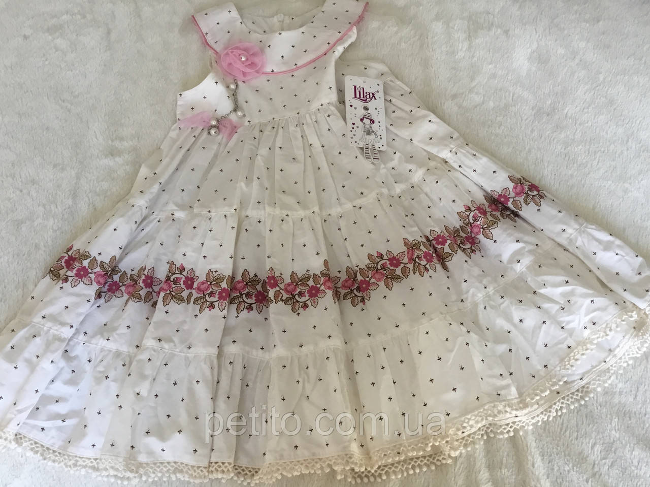 Пишне літнє плаття для дівчинки з короткими рукавами, фото 1