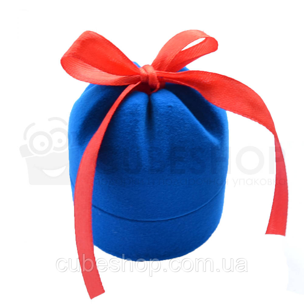 Футляр для кільця "Циліндр зі стрічкою" блакитний