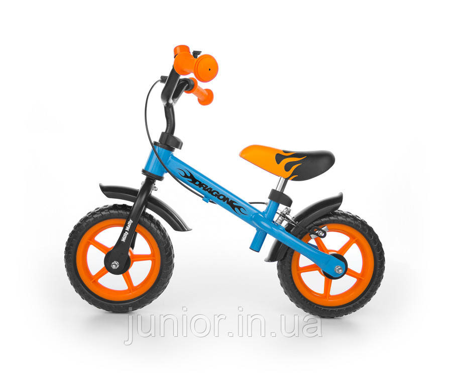 702 Беговел Milly Mally Dragon з гальмом (синій з жовтогарячим (Blue Orange))