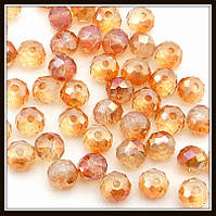 Бусини кришталеві "сфера" 4 мм. медові з рожевим АВ