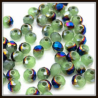 Бусини кришталеві "сфера" 4 мм. зелений нефрит із чорнильним металіком