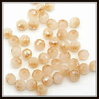 Бусини кришталеві "сфера" 4 мм бежевий нефрит із бежевим металіком АВ