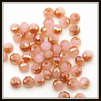 Бусини кришталеві "сфера" 4 мм. рожевий нефрит із бежевим металіком АВ