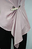 Блуза жіноча рожева атласна, з прикрасою збоку, фото 3