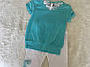 Літній костюм для дівчинки з бірюзовою футболкою, фото 2