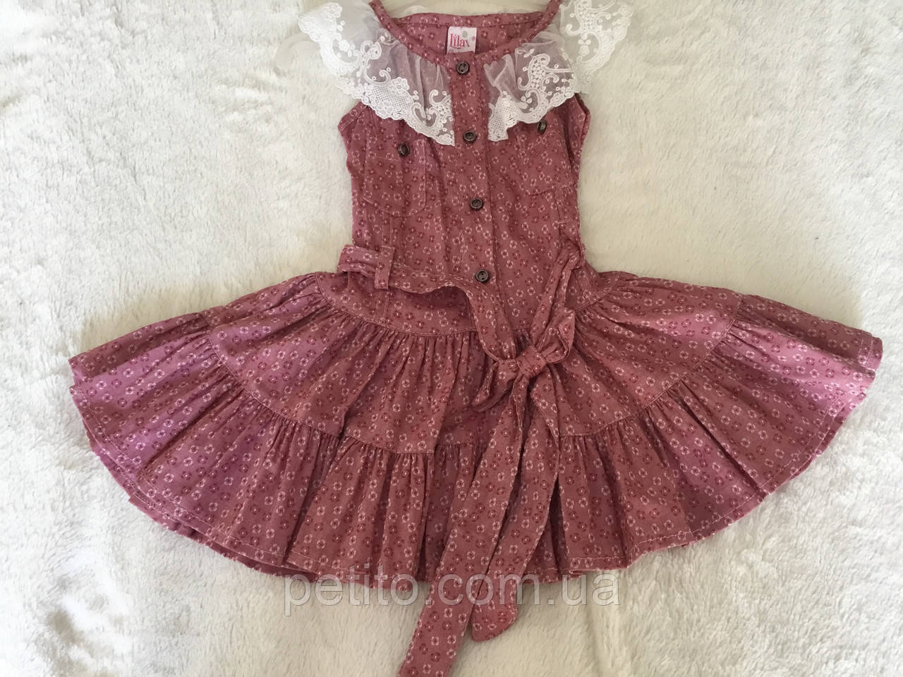 Дитяче плаття пишного силуету з поясом, фото 1
