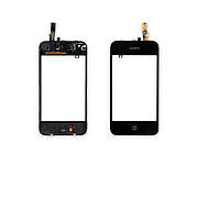 Тачскрин APPLE iPhone 3 (2008) з кнопкою Home, шлейфом та рамкою, чорний