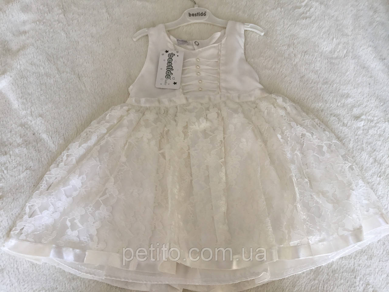 Пишне плаття для дівчинки в білому кольорі на літо, фото 1