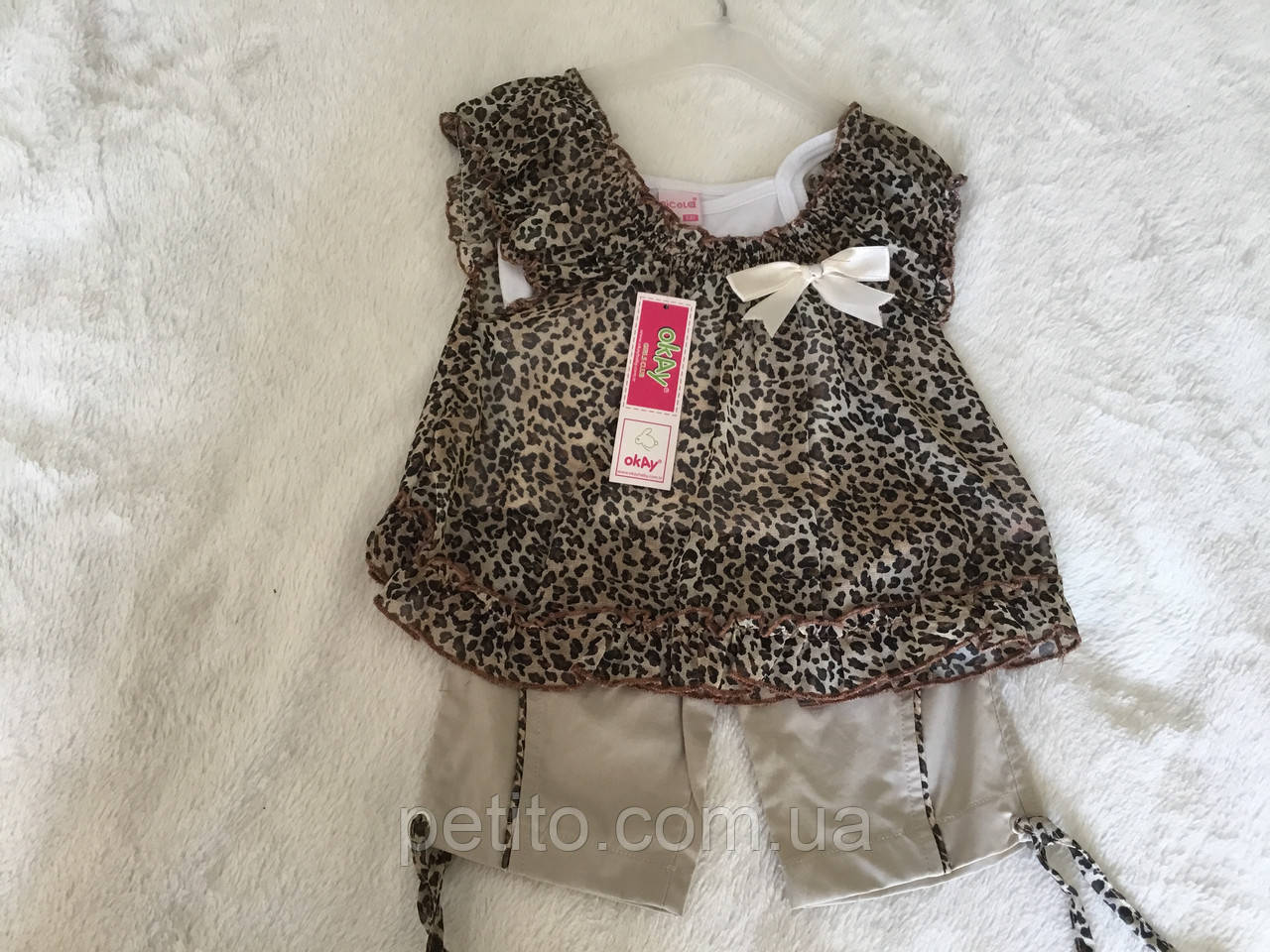 Літній костюм для дівчинки з футболкою блузою і шортами, фото 1