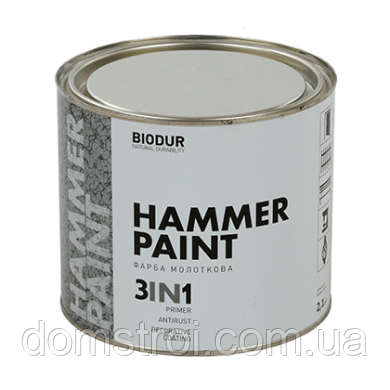 Краска молотковая Hammer Paint 3 in 1 Серая 0.7 л. - фото 1 - id-p580760834