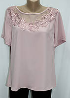 Блуза жіноча бальшого розміру, пряма з мереживом, рожева, Туреччина