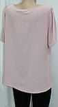 Блуза жіноча бальшого розміру, пряма з мереживом, рожева, Туреччина, фото 6