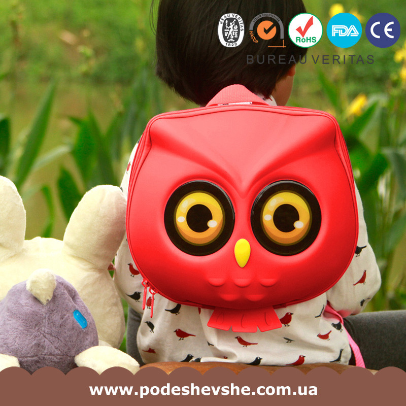 Дитячий рюкзак SUPERCUTE у вигляді сови червоний, фото 1