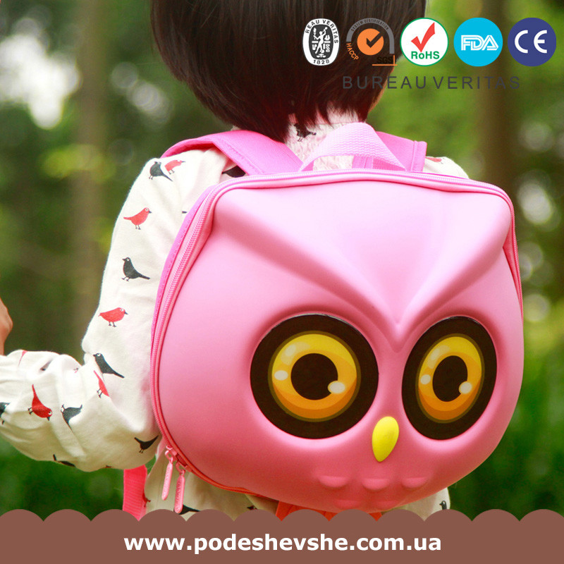 Дитячий рюкзак SUPERCUTE у вигляді сови рожевий, фото 1