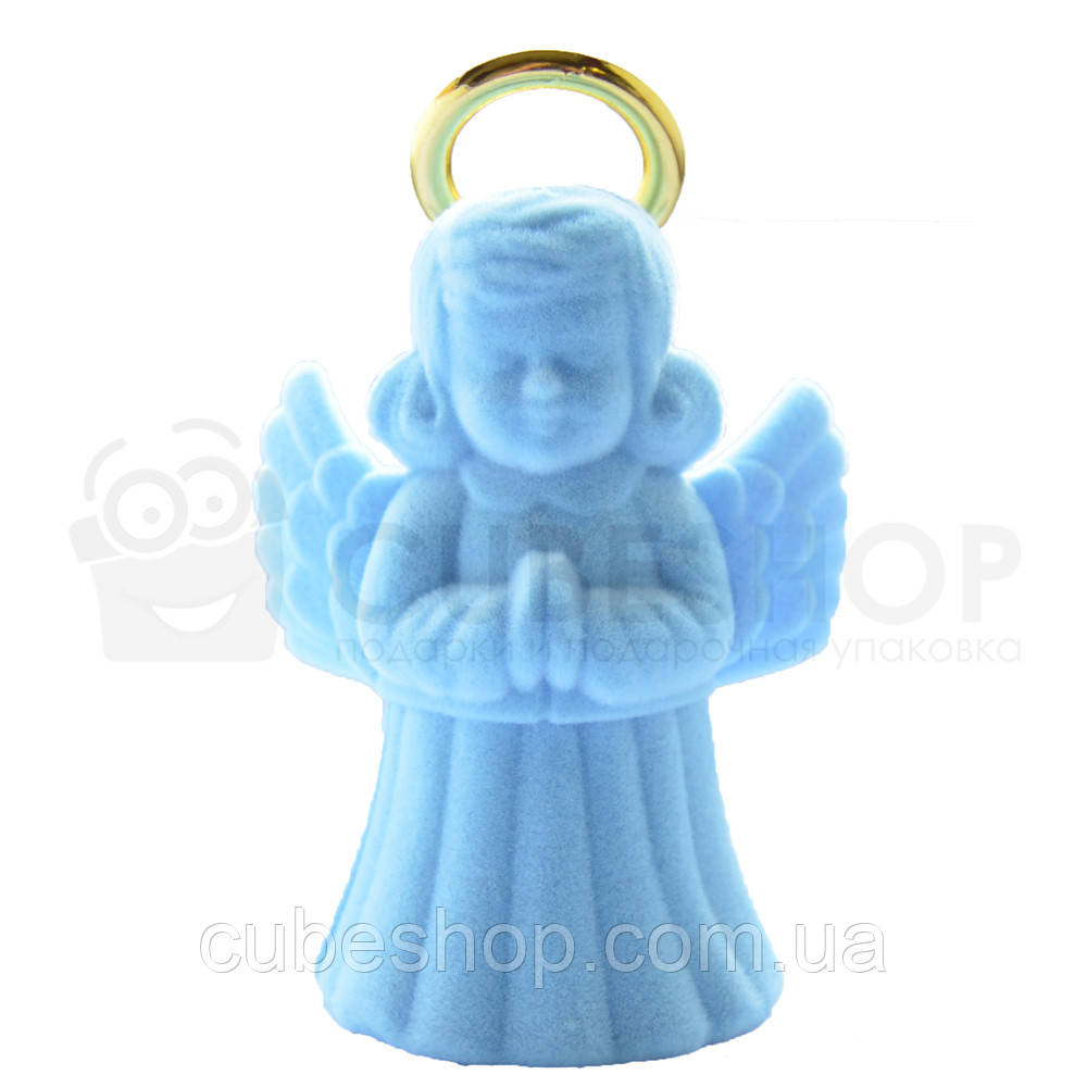 Футляр для кільця оксамитовий "Ангелок" блакитний
