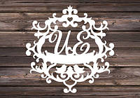Свадебный герб, инициалы на свадьбу, монограмма, семейный герб из дерева - герб 15