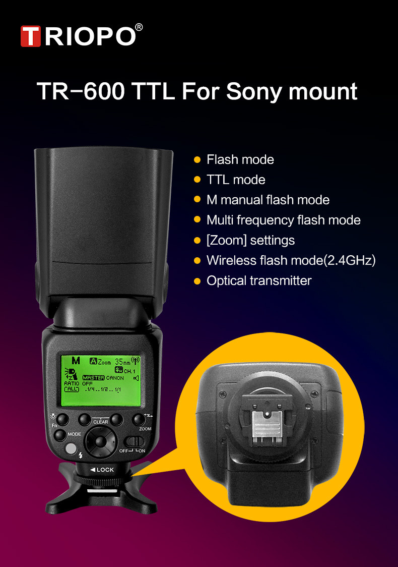 Спалах для фотоапаратів SONY - TRIOPO Speedlite TR-600 з TTL режимом
