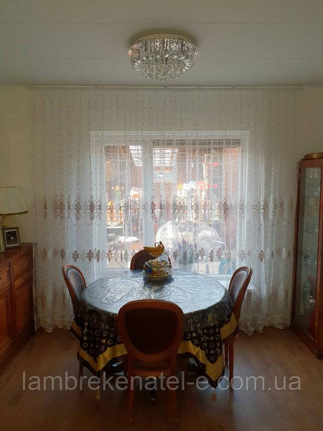 тюль в зал фатин с вышивкой