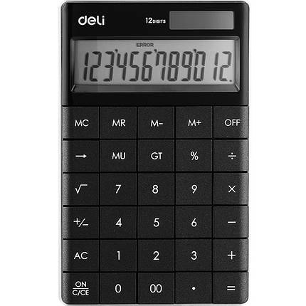 Калькулятор бухгалтерский Deli 1589 черный, 12 разряд, безшовные кнопки, 165*103*12,5, фото 2