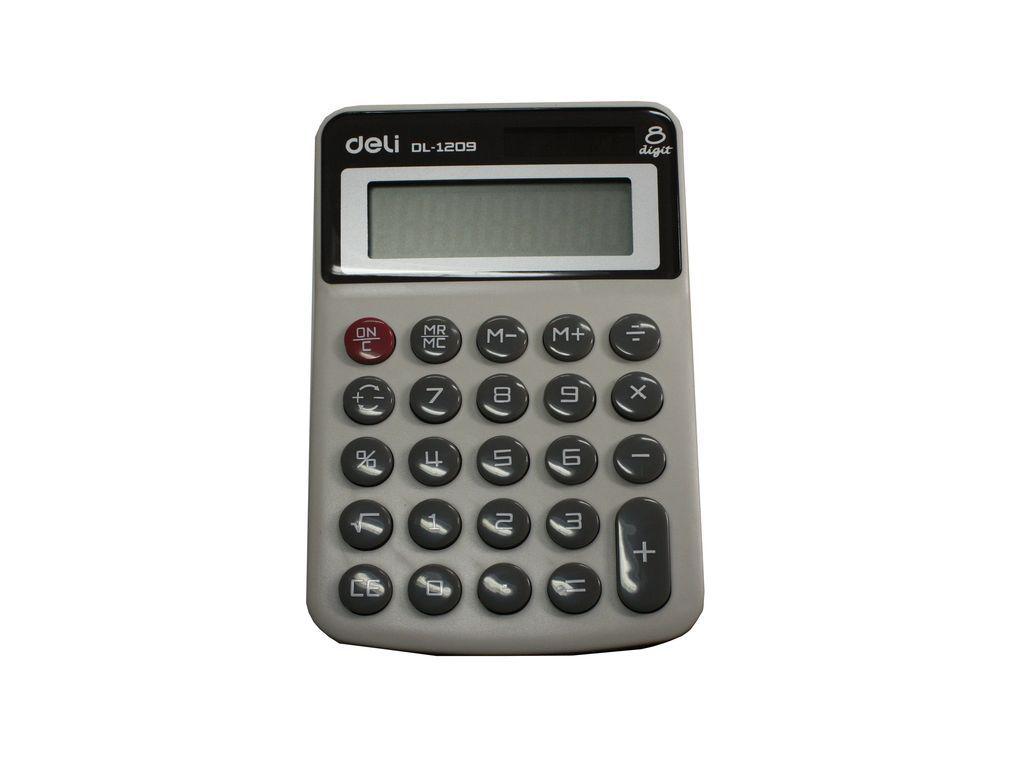 Калькулятор кишеньковий Deli 1209 сірий 8 розряд, 120*78*19мм, корпус пластик, пластик кнопки