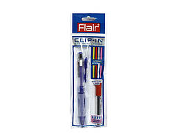 Олівець механічний Flair мікс 0,5 мм "Clip-In" пластиковий, гумовий грип, пластиковий кліп, без гумки