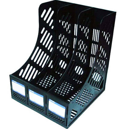 Лоток для документів вертикальний Economix E31903-01 чорний, на 3 відділення, збірний, фото 1