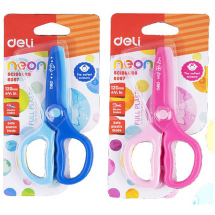 Ножиці Deli 6067 мікс 12 см пластикові леза, фото 1