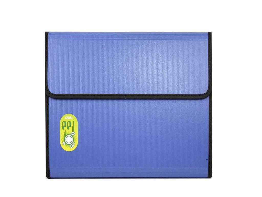 Папка-портфель Deli 5861 синій, 6 відділень, А4 липучка, пластик, без ручки