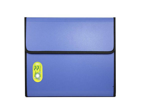 Папка-портфель Deli 5861 синій, 6 відділень, А4 липучка, пластик, без ручки, фото 1