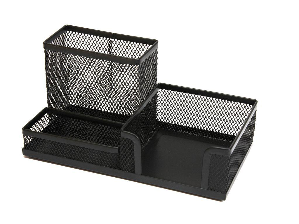 Підставка для ручок Deli 9175Е чорний багатофункц, 3 відділення, сітка метал