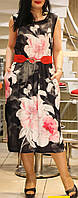 Платье-сарафан женское "Черное с красным поясом" 42-48