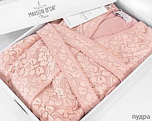 Maison d'or PHUL мереживний жіночий халат рожевий