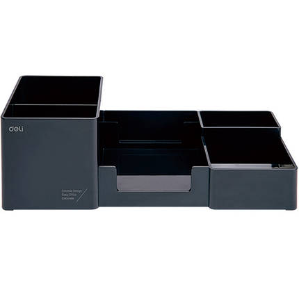 Підставка для ручок Deli EZ00220 чорна 6 відділень пластик 254*112*90 мм, фото 3