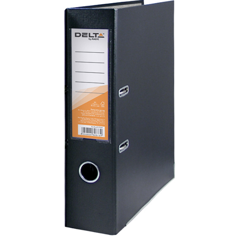 Реєстратор А4 Delta D1714-01C чорний 75 мм 1стор покр ПВХ, мет.окант (збірна)