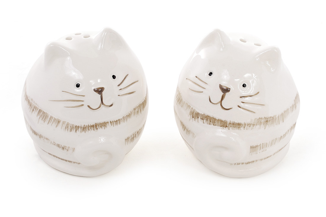 Набір для спецій Котик: сільничка та перечниця 6.3см, колір - білий - 4 шт УПАКОВКА ТОВАР ВІД ВИРОБНИКА