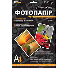 Фотопапір для принтера Leo 720144 A4 120г/кв. м, 20л, матів L3739