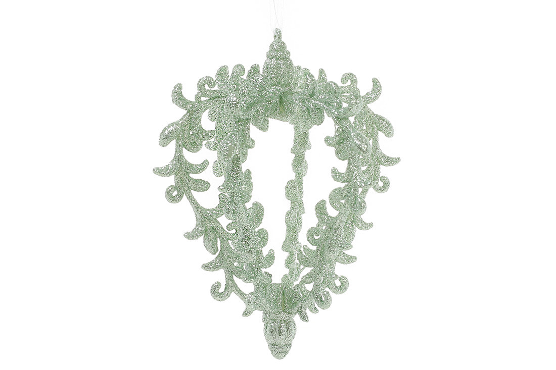 Ялинкова прикраса Ліхтарик 15.5см, колір - м'ятний ТОВАР ВІД ВИРОБНИКА