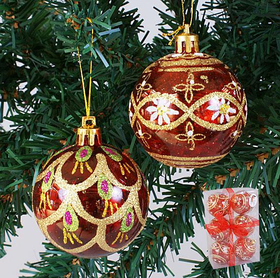 Набір ялинкових куль (6шт) 6см, 2 дизайни ТОВАР ВІД ВИРОБНИКА