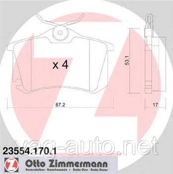 Гальмівні колодки задні Zimmermann для Octavia A5 1.6 л, 1.9 TDI