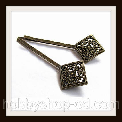 Невидимка Балі Ромб ажурний (бронза), фото 1