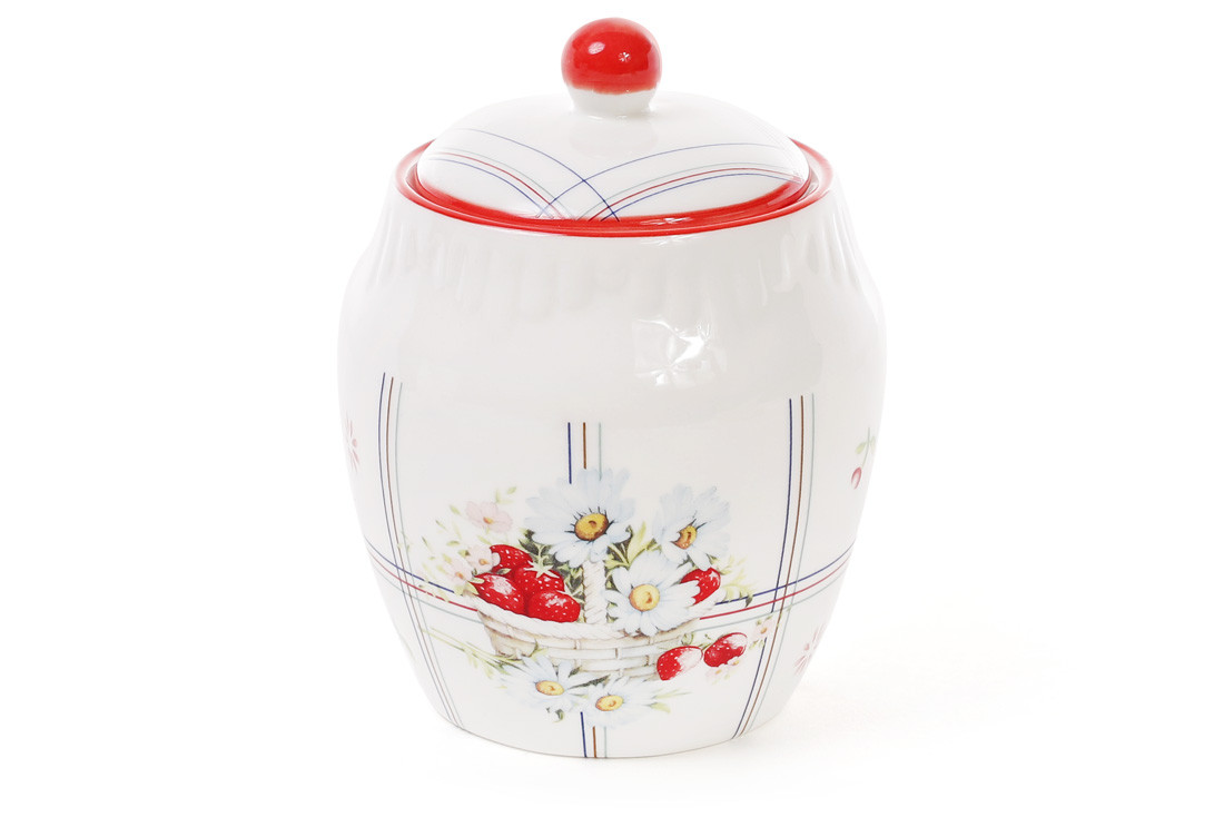 Банка порцелянова 400мл з кришкою Сунична фантазія ТОВАР ВІД ВИРОБНИКА