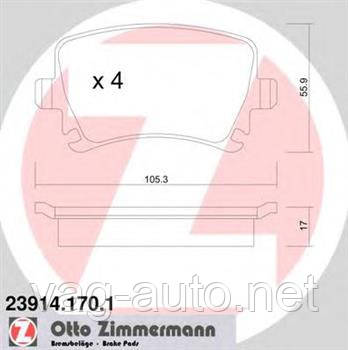 Гальмівні колодки задні ZIMMERMANN для Octavia A5 2.0 FSI 2.0 TDI, 2.0 TFSI, 1.9 TDI 4x4