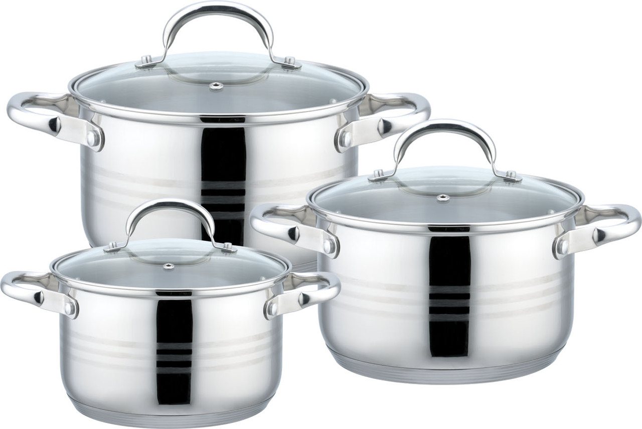 Набір каструль Con Brio CB-1146, 6 предметів нержавіюча сталь, для індукції