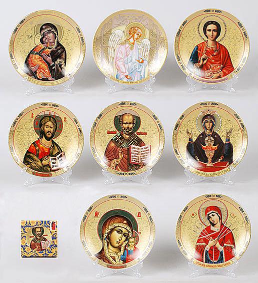 Тарілка декоративна 12.5см із пластиковою підставкою Ікона, 8 дизайнів ТОВАР ВІД ВИРОБНИКА